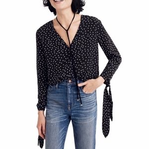 Madewell Silk Star Scatter Tie-Sleeve Top